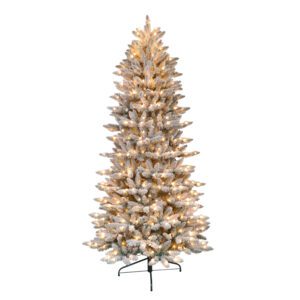 Flocked Slim Fraser Fir Trees - Pre-Lit