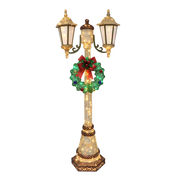 Lighted Lamp Post with Twinkling Lights