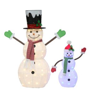 2-Piece Lighted Snowmen Set