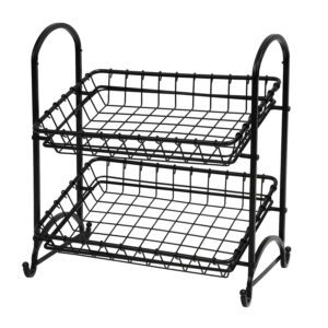 2-Tier Metal Hand Crafted Basket Removable Baskets