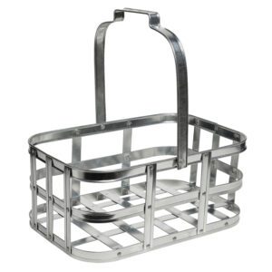6" Galvanized Metal Basket for Storage with Handle